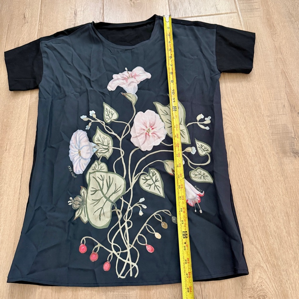 GUCCI SILK FLORAL PRINT BY KRIS KNIGHT BLOUSE T-SHIRT TOP TEE, Morning Glory M - Picture 6 of 7